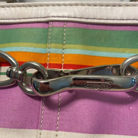 Coach Hampton Multi Colour Canvas striped Satchel - Picture 6 of 15